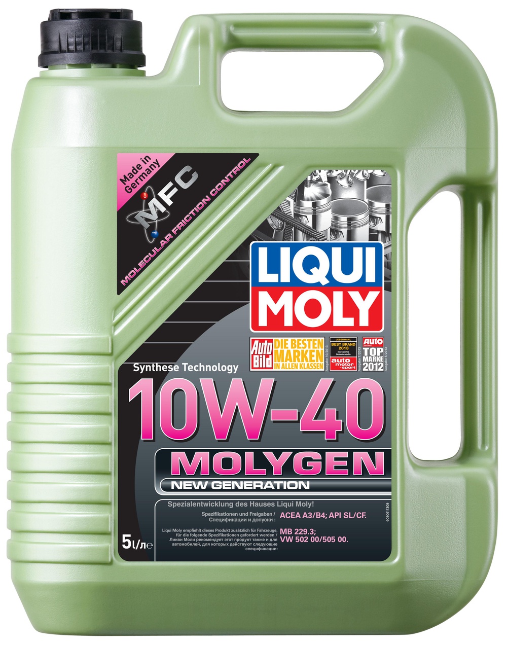 LIQUI MOLY 9061 LM Molygen New Generation 10W-40 SL, A3B4 Масло моторное синт. (229.3, 502.00, 505.00) 5л